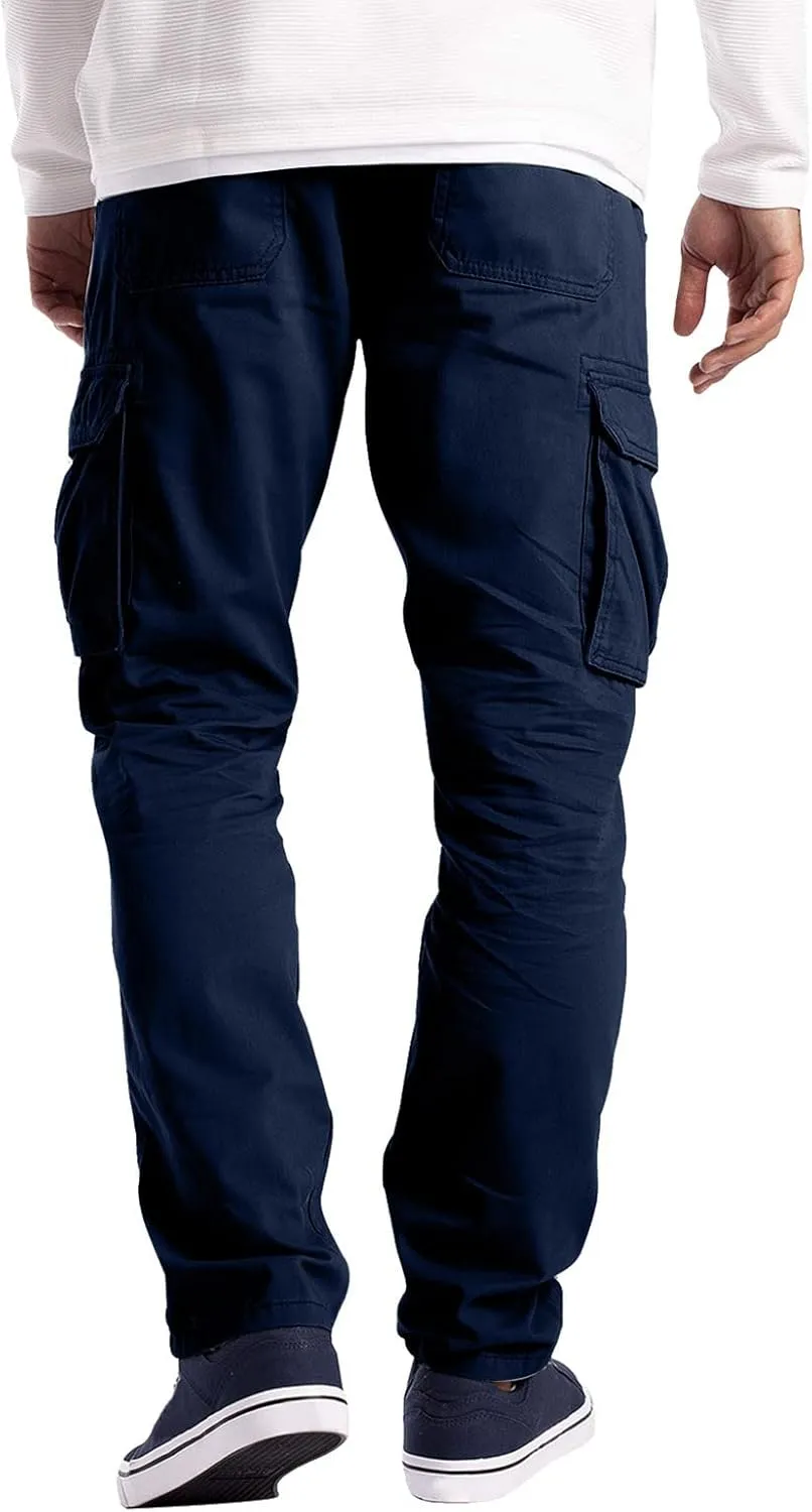 Cargo Pants for Men Relaxed Fit Plus Size Athletic Elastic Waist Drawstring Joggers Casual Closed Bottom Lounge Pants