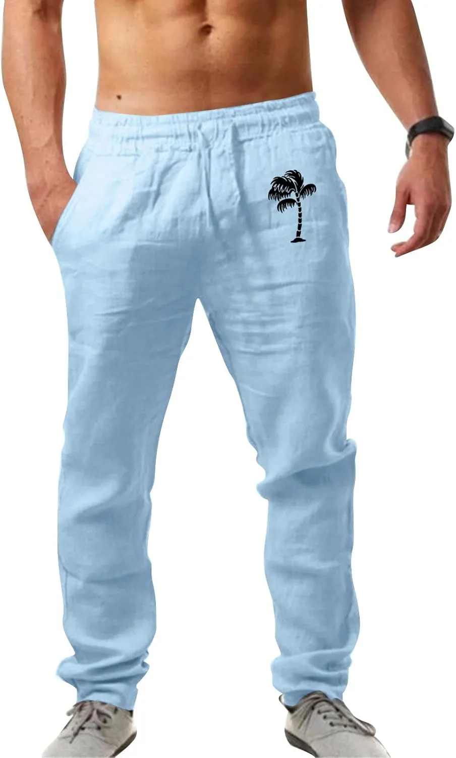 Cargo Pants for Men Relaxed Fit Workout Sports Pant Men's Cargo Pants Elastic Waist Jogger Solid Casual Multi Pockets