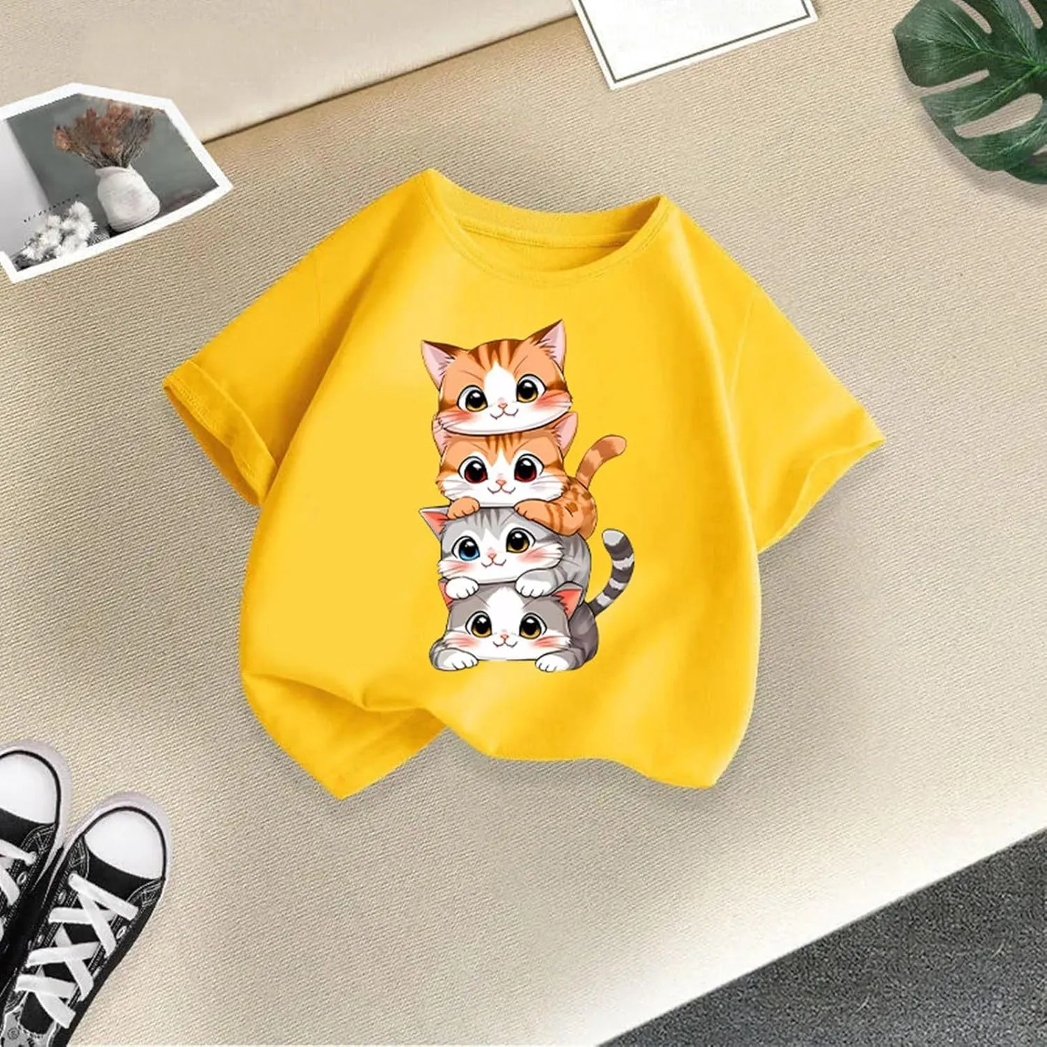 Casual Short Sleeve T-Shirt for Girls,Cute Print Cotton Crewneck Short Sleeve Tees Basic Tees Outfits Tops