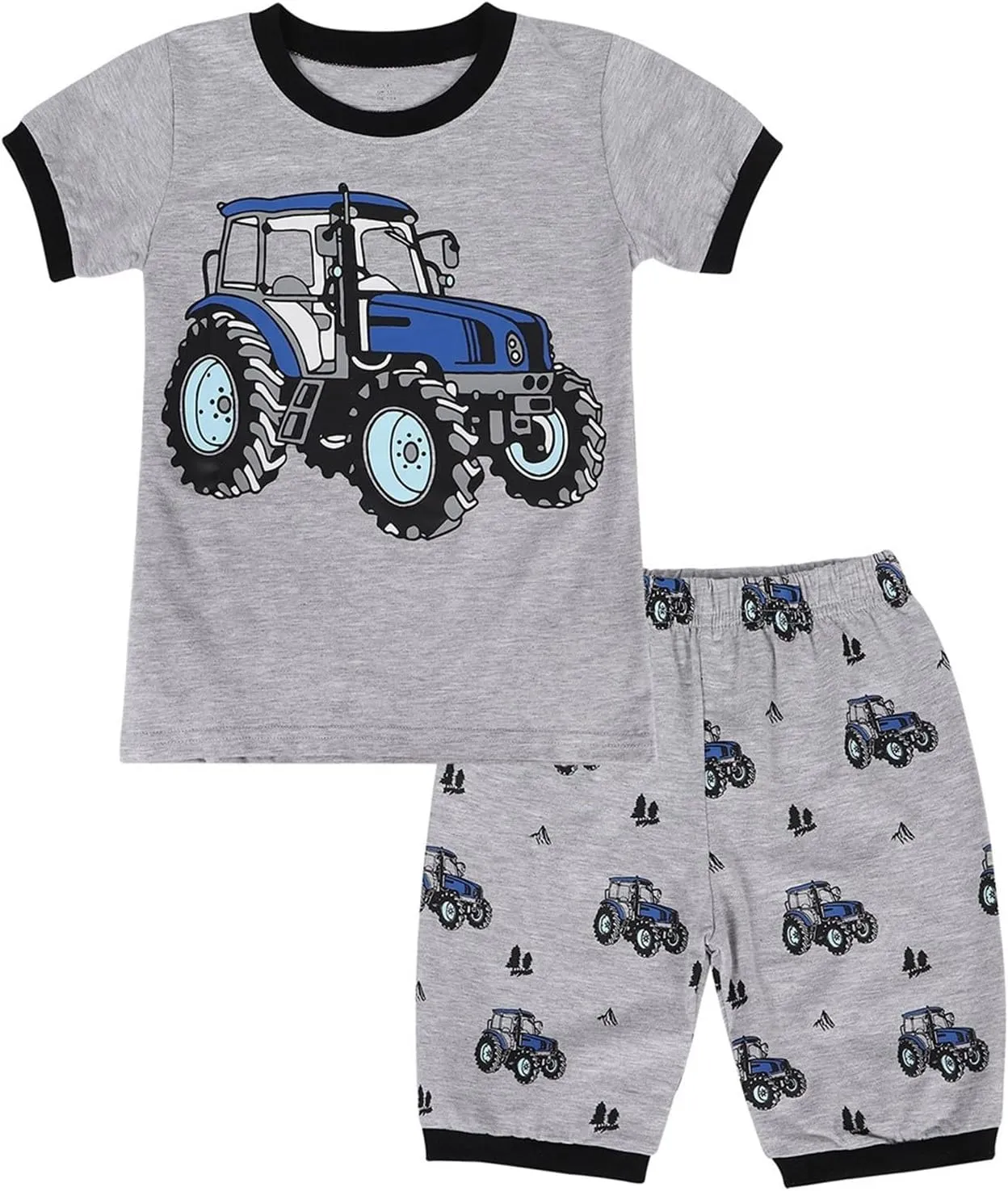 Children's 2 Piece Pajama Set Pure Cotton Summer Short Sleeved Summer Children's Round Neck Short 6 Months