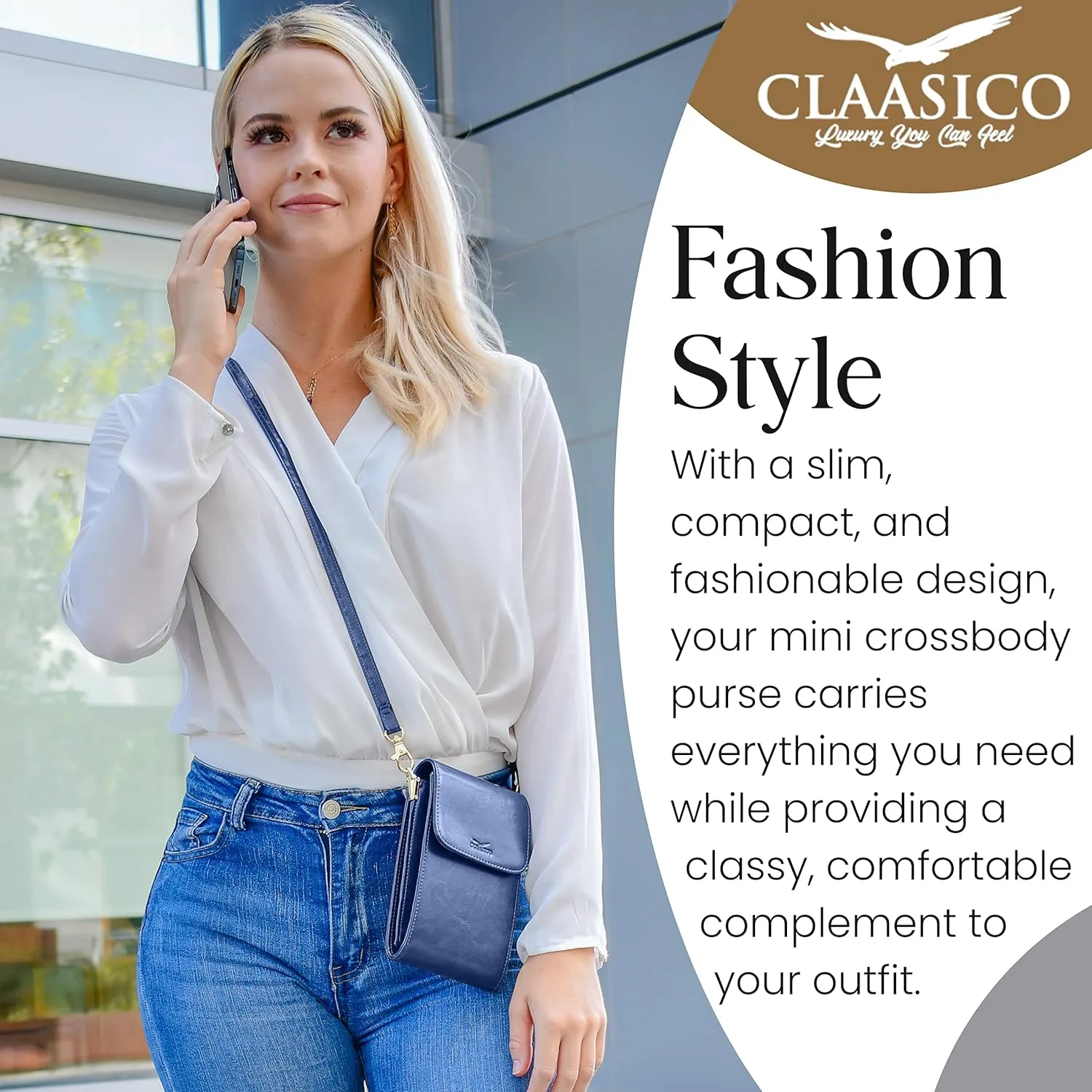 Classico Small Crossbody Phone Purse for Women - Crossbody Bag Wallet for Phone, Cards, Accessories