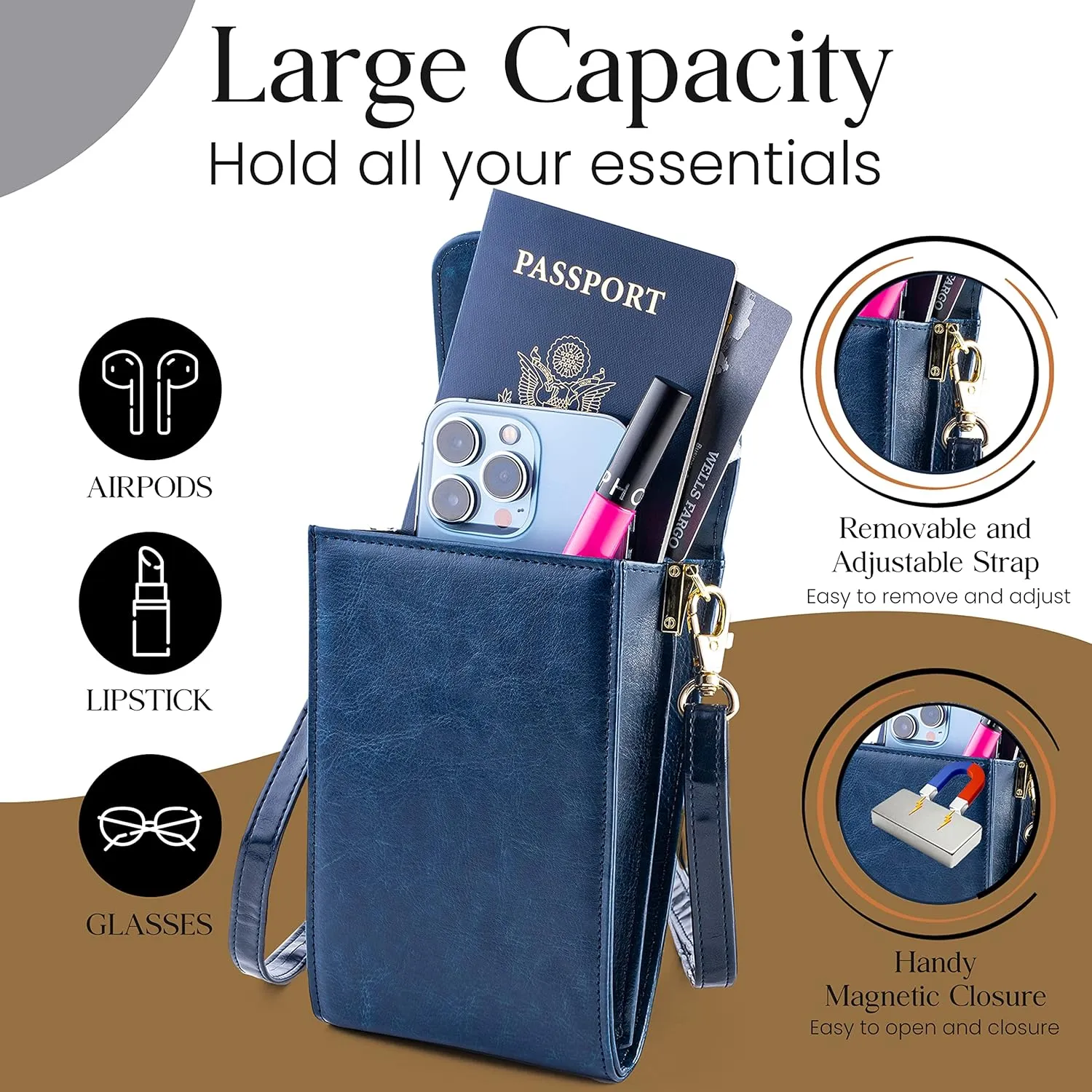 Classico Small Crossbody Phone Purse for Women - Crossbody Bag Wallet for Phone, Cards, Accessories