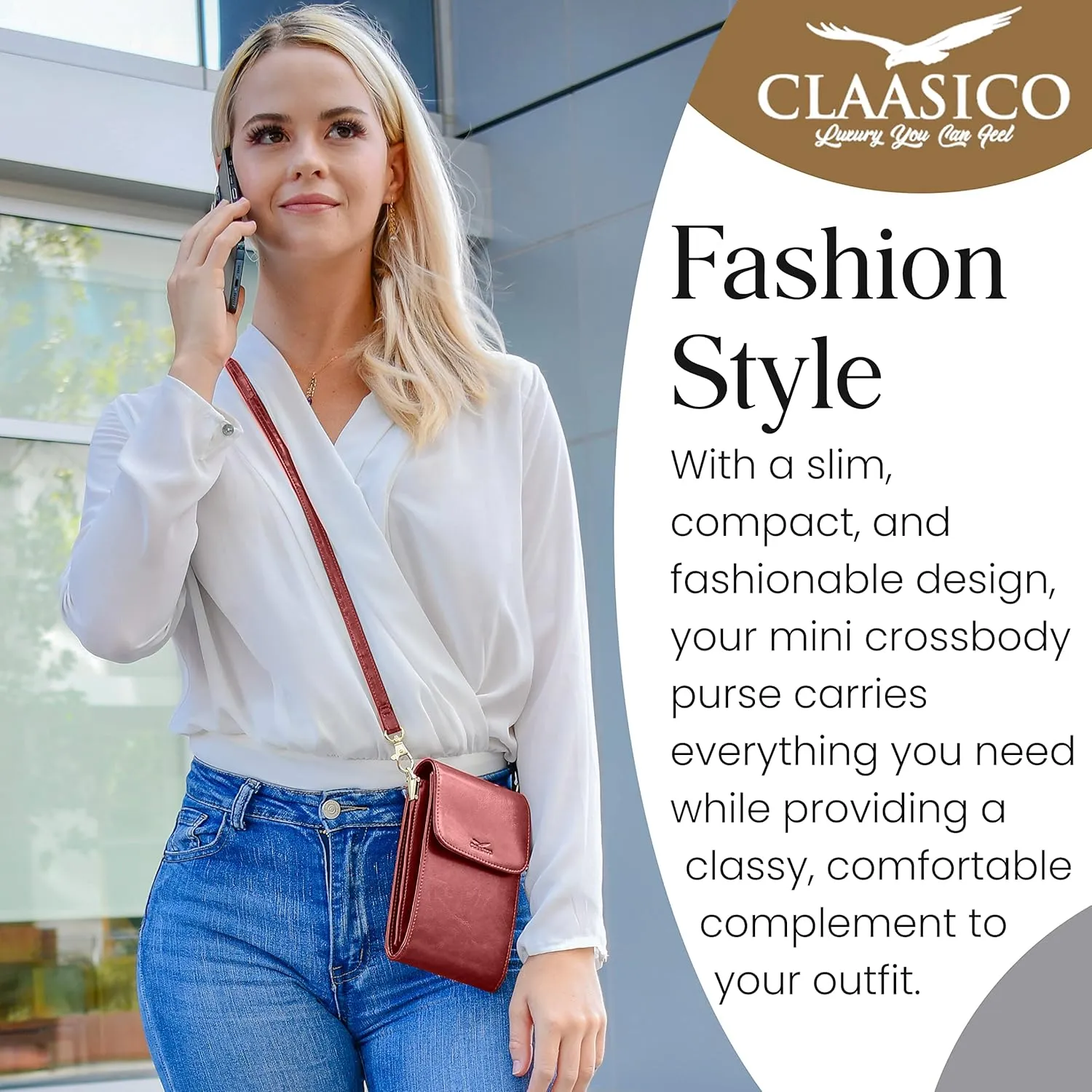 Classico Small Crossbody Phone Purse for Women - Crossbody Bag Wallet for Phone, Cards, Accessories