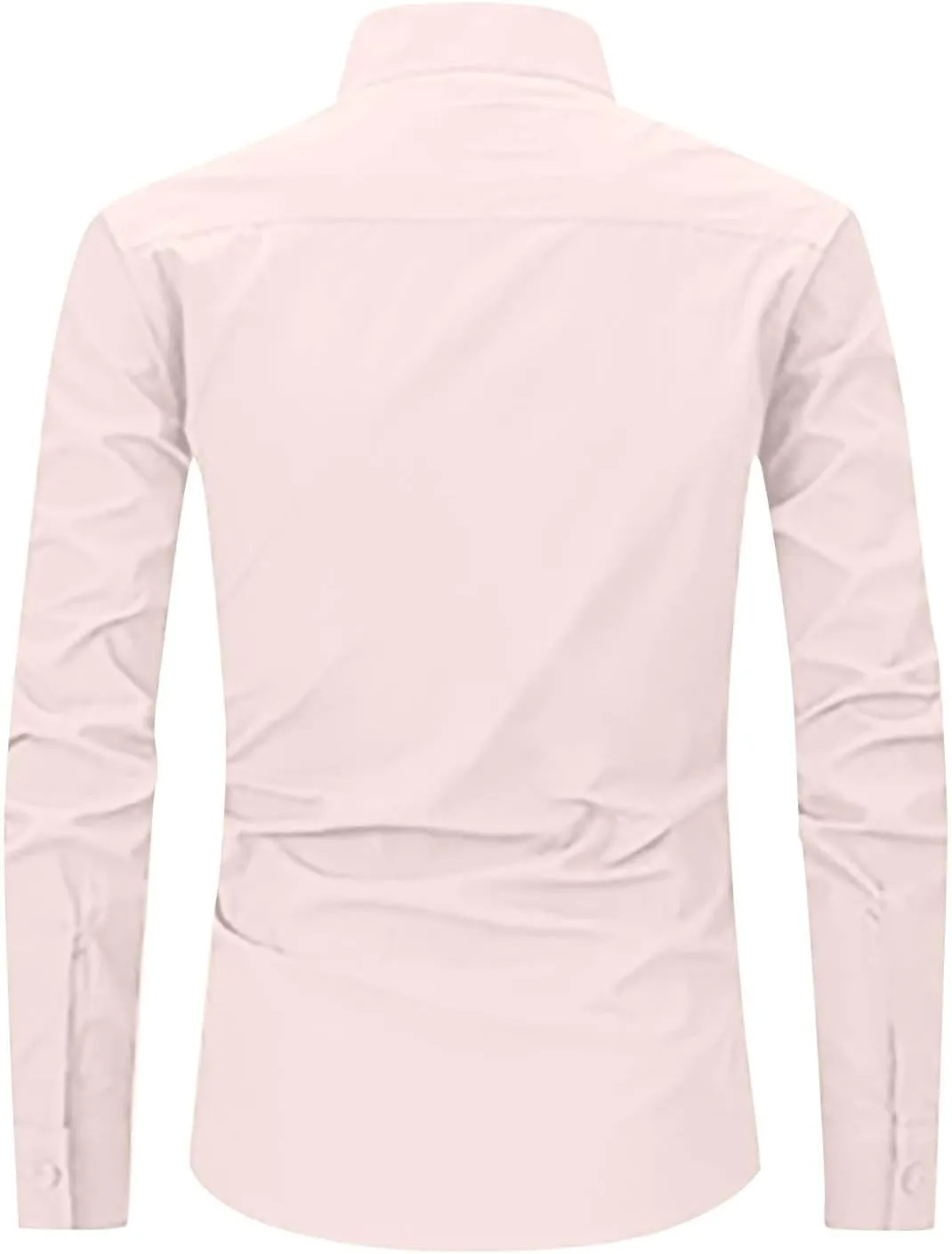 Cotton Linen Shirt for Men Solid Color Long Sleeve Shirts Casual Band Collar Vocation Tops Blouse with Pocket