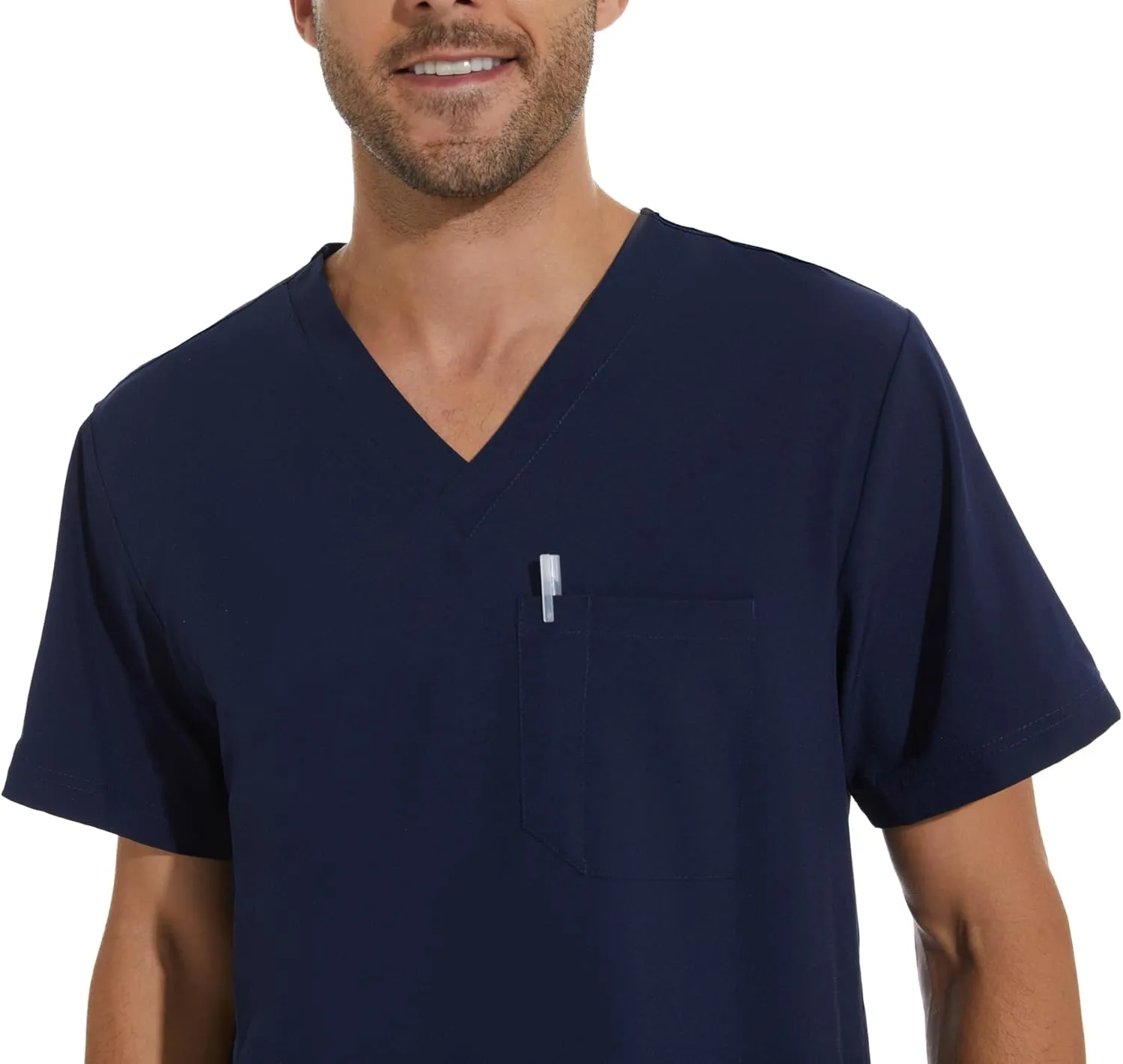 COZYFIT Men Scrubs Set — Stretch V-Neck Scrub Top & Jogger Pant with 8 Pockets, Yoga Waistband, Anti-Wrinkle Scrubs for Men