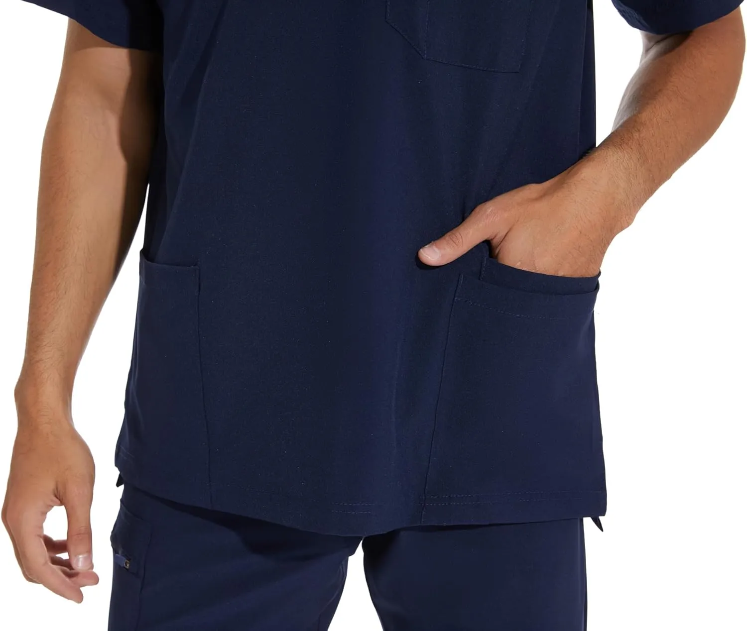 COZYFIT Men Scrubs Set — Stretch V-Neck Scrub Top & Jogger Pant with 8 Pockets, Yoga Waistband, Anti-Wrinkle Scrubs for Men
