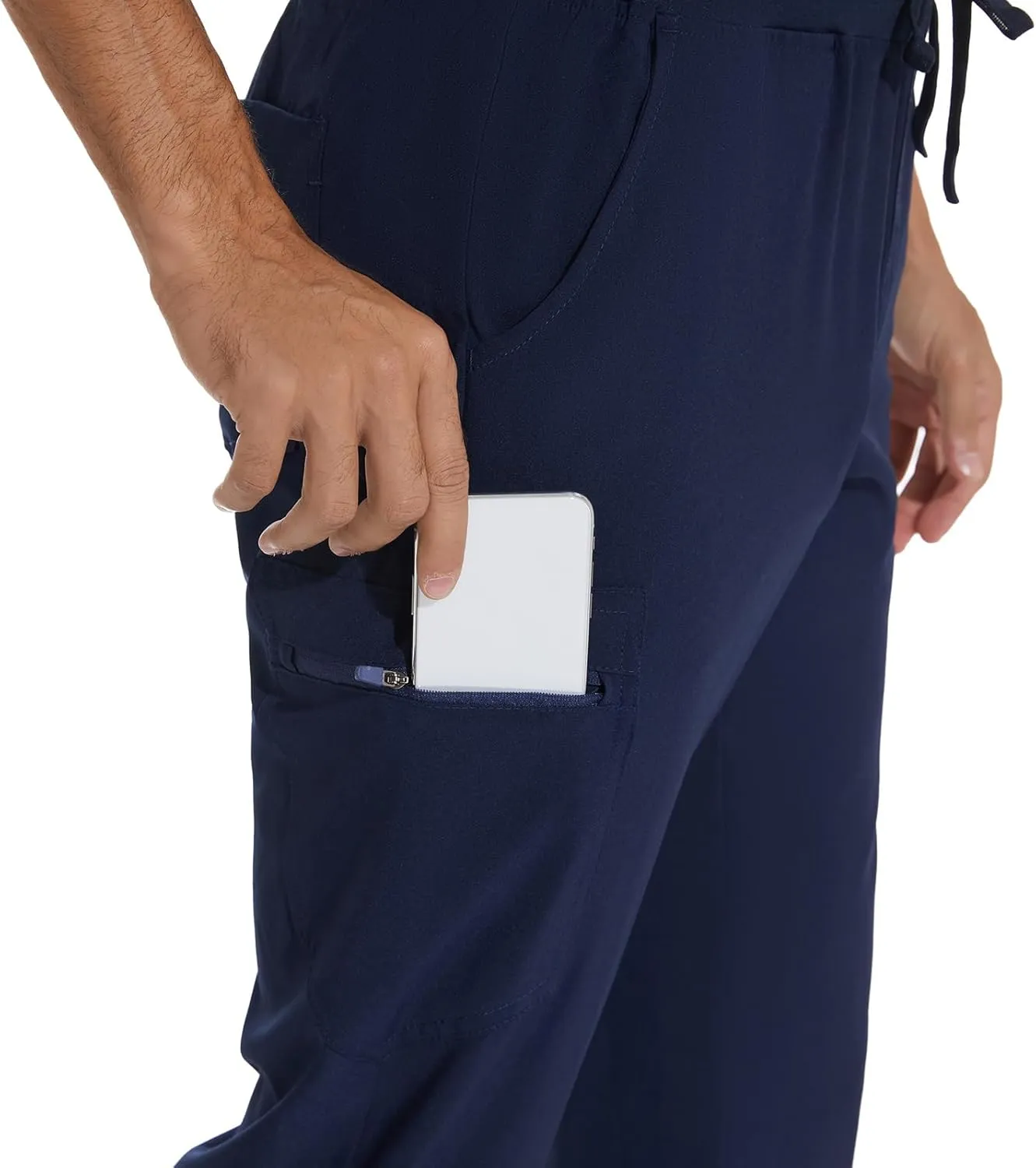 COZYFIT Men Scrubs Set — Stretch V-Neck Scrub Top & Jogger Pant with 8 Pockets, Yoga Waistband, Anti-Wrinkle Scrubs for Men