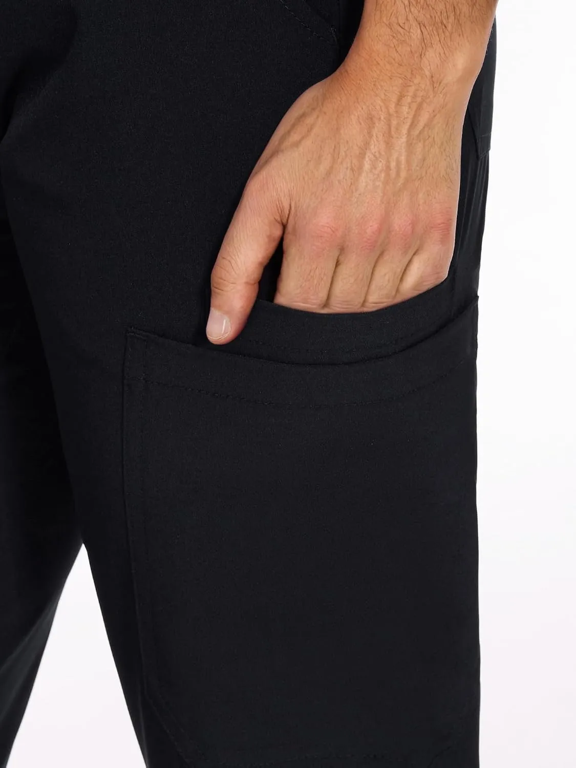 COZYFIT Scrubs for Men - 4 Pockets V-Neck Scrub Top and 7 Pockets Jogger Pants Mens Scrubs Set