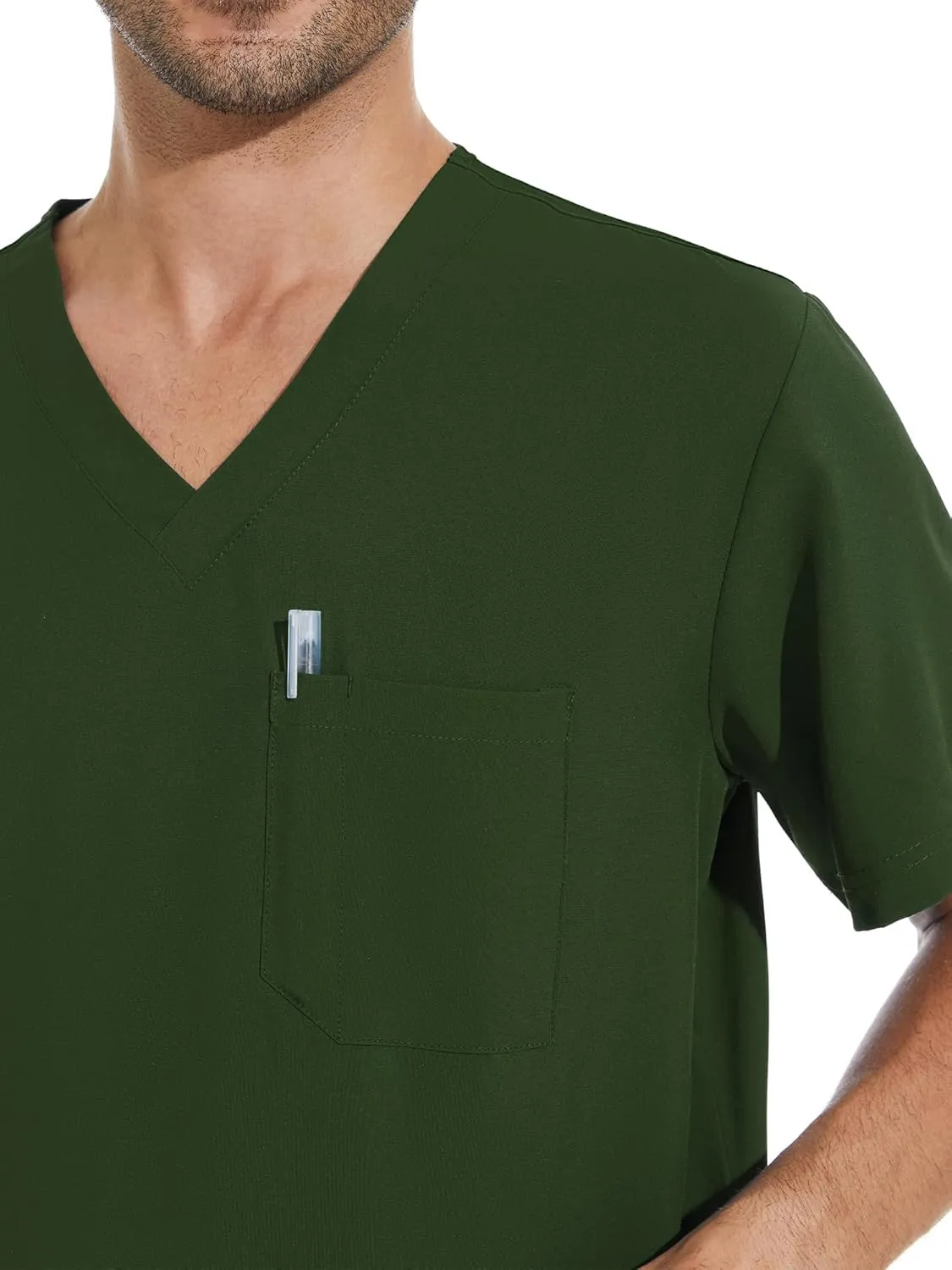 COZYFIT Scrubs for Men - 4 Pockets V-Neck Scrub Top and 7 Pockets Jogger Pants Mens Scrubs Set