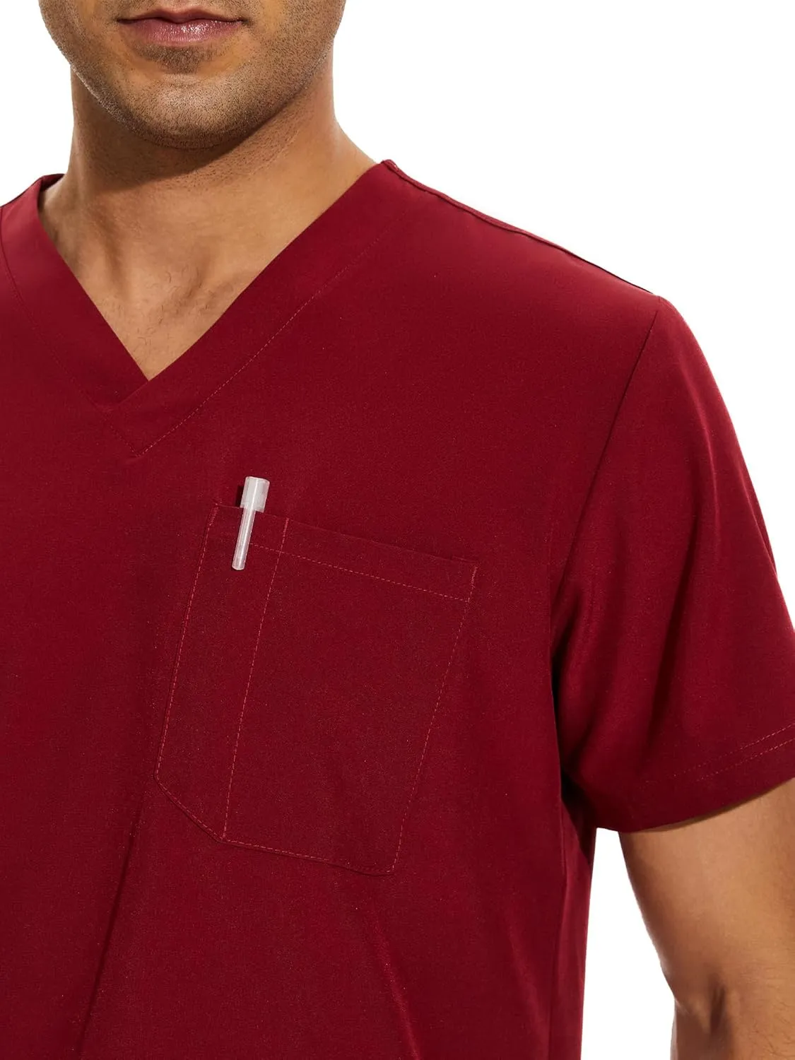COZYFIT Scrubs for Men - 4 Pockets V-Neck Scrub Top and 7 Pockets Jogger Pants Mens Scrubs Set