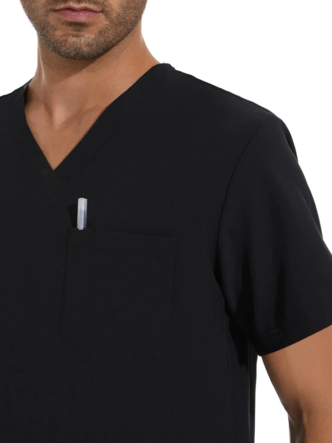 COZYFIT Scrubs for Men - 4 Pockets V-Neck Scrub Top and 7 Pockets Jogger Pants Mens Scrubs Set