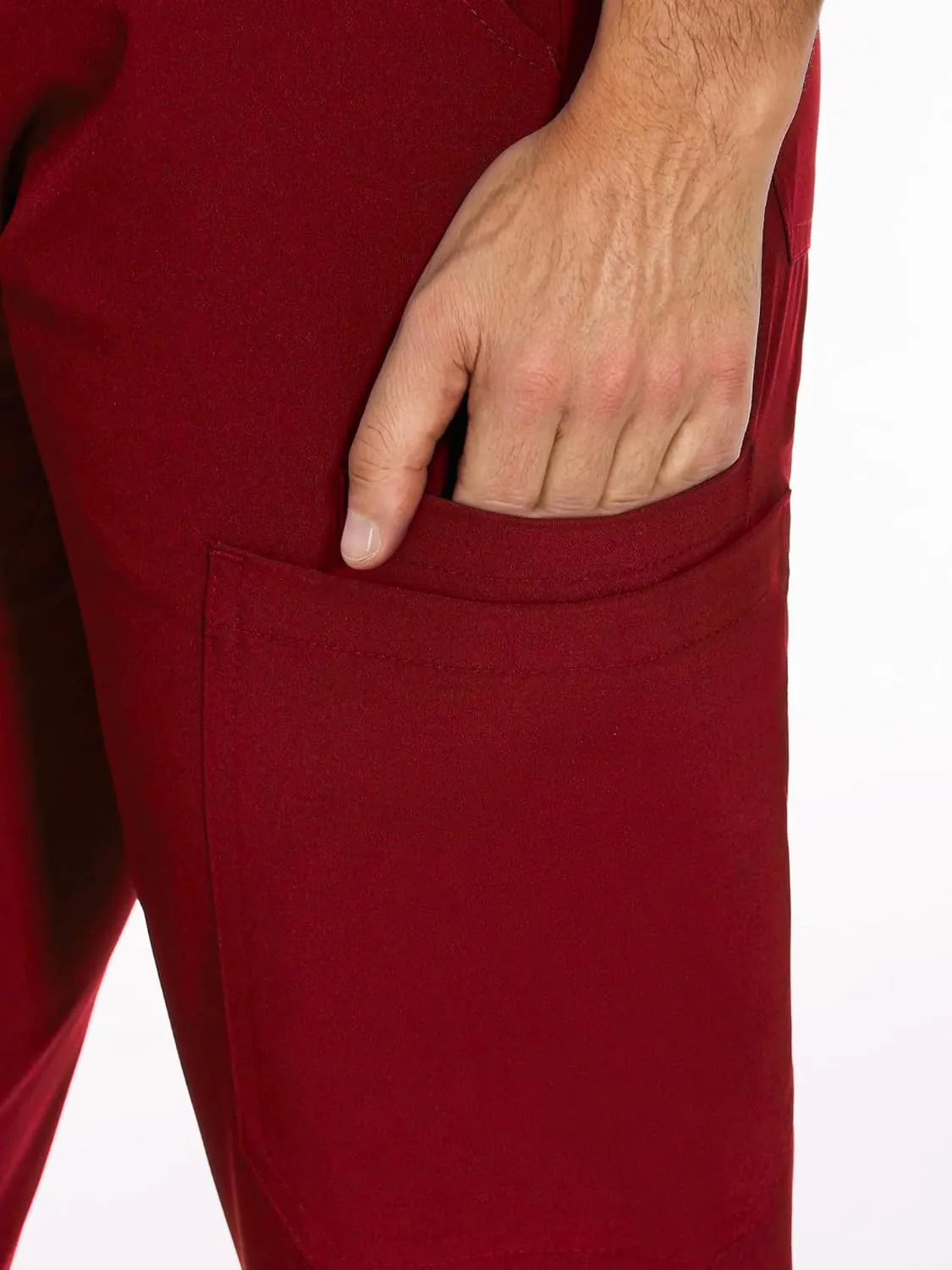 COZYFIT Scrubs for Men - 4 Pockets V-Neck Scrub Top and 7 Pockets Jogger Pants Mens Scrubs Set