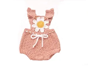 Daisy stuff dusty pink newborn romper -Baby girl newborn clothes (3-6 months US kids' numeric)