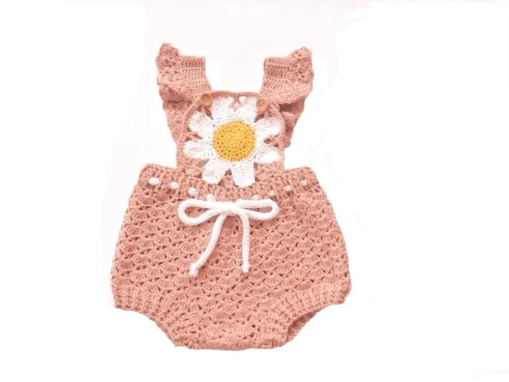 Daisy stuff dusty pink newborn romper -Baby girl newborn clothes (3-6 months US kids' numeric)