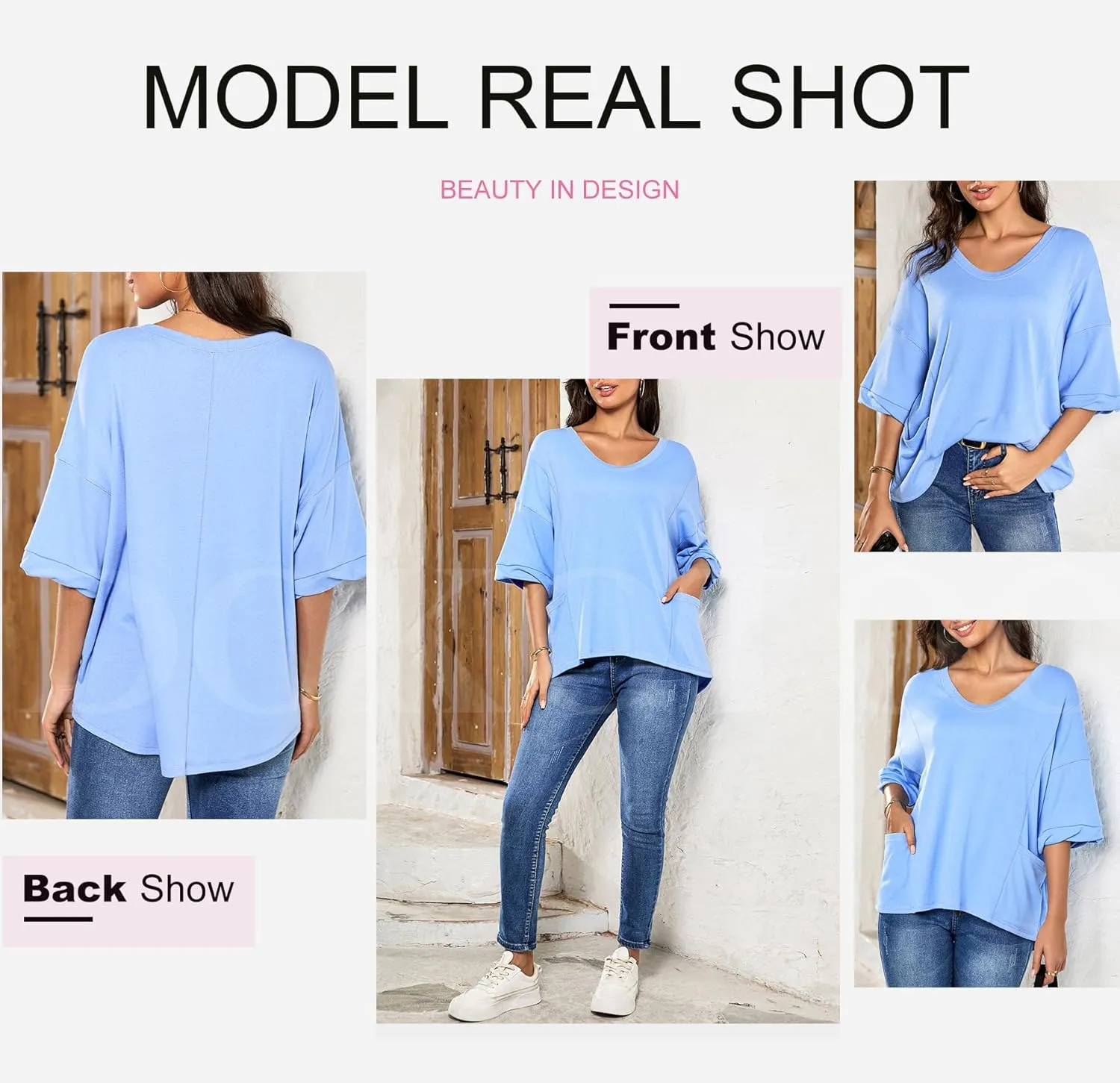 Dokotoo Womens Summer Tops Casual Crewneck Short Sleeve T Shirts for Women Solid Oversized Blouses Tops