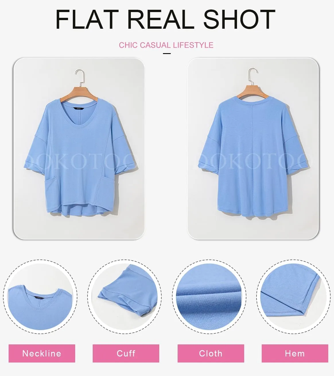 Dokotoo Womens Summer Tops Casual Crewneck Short Sleeve T Shirts for Women Solid Oversized Blouses Tops