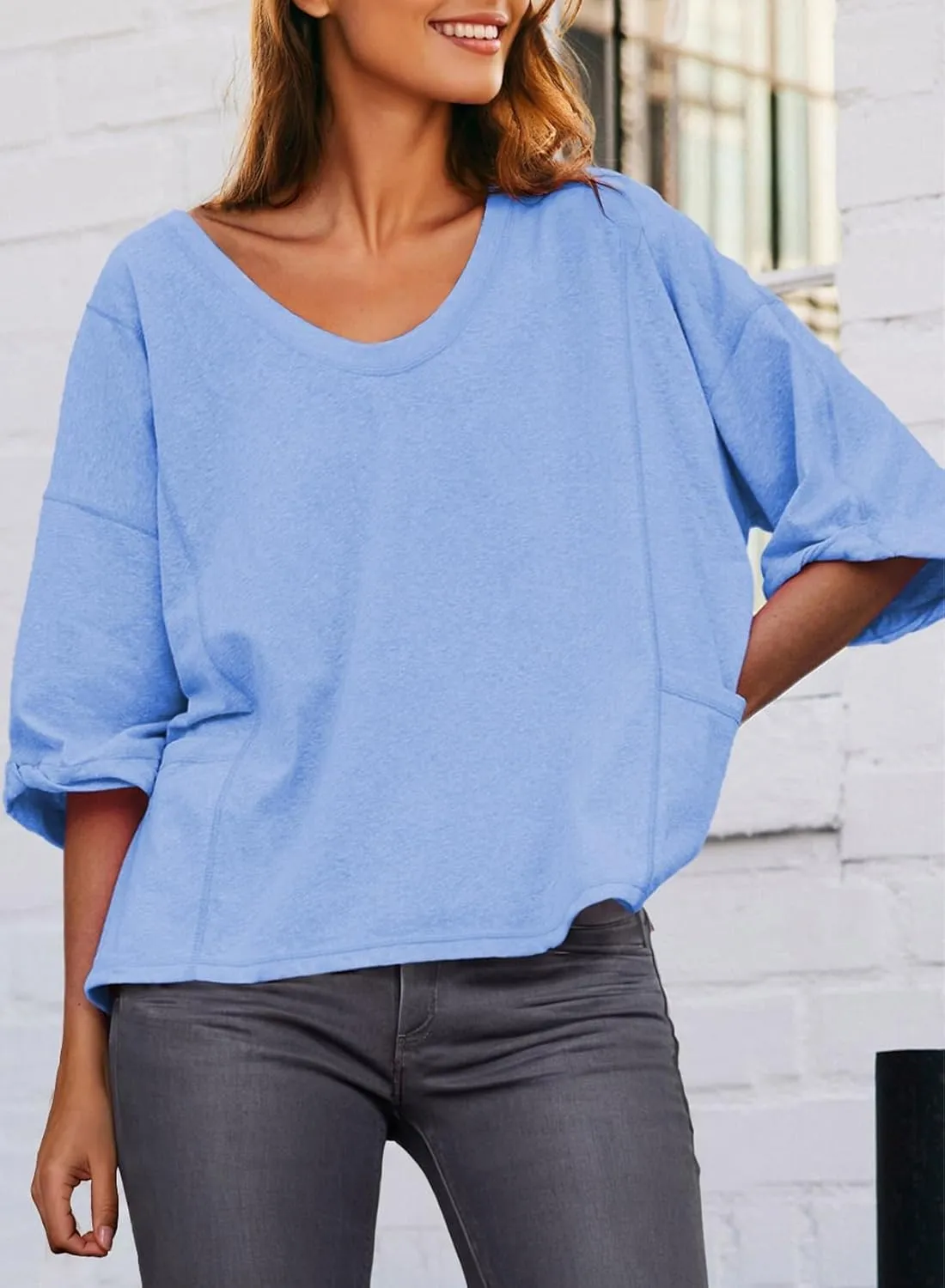 Dokotoo Womens Summer Tops Casual Crewneck Short Sleeve T Shirts for Women Solid Oversized Blouses Tops