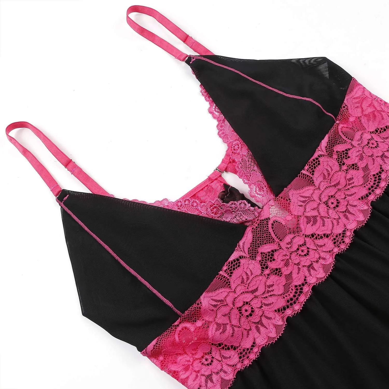 Donnalla Women Plus Size Lingerie - Sexy Split Cup Lace Babydoll Sleepwear Chemise Set 2XL,3XL,4XL