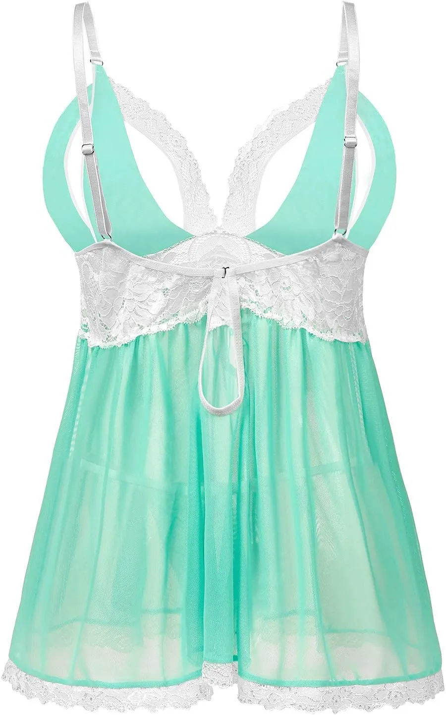 Donnalla Women Plus Size Lingerie - Sexy Split Cup Lace Babydoll Sleepwear Chemise Set 2XL,3XL,4XL