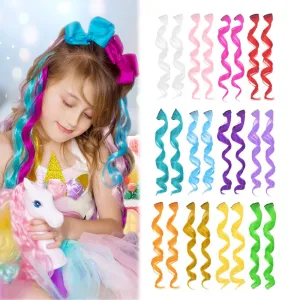 Dreamlover Colored Hair Extensions for Kids, Crazy Hair Day Accessories for Girls, 24 Pieces