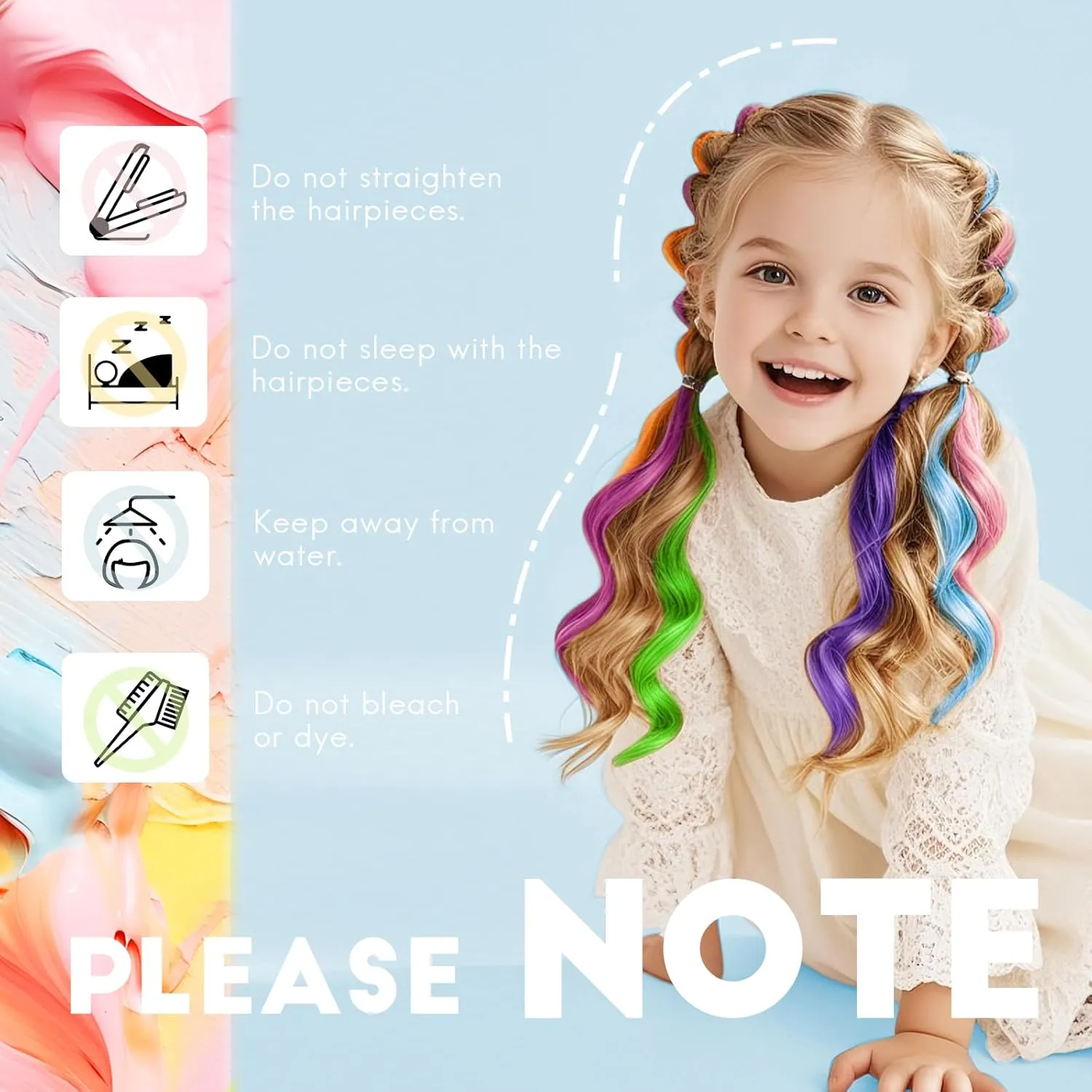 Dreamlover Colored Hair Extensions for Kids, Crazy Hair Day Accessories for Girls, 24 Pieces