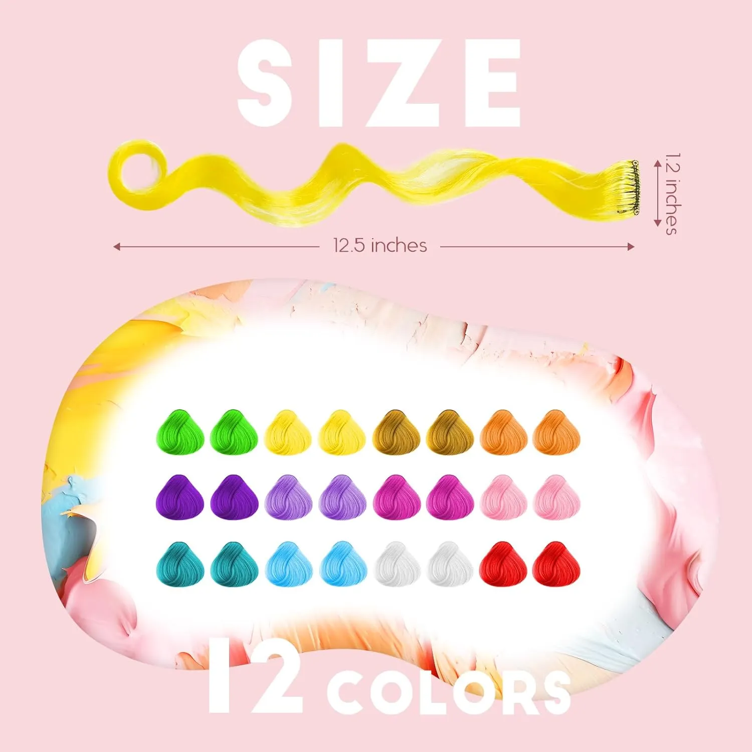Dreamlover Colored Hair Extensions for Kids, Crazy Hair Day Accessories for Girls, 24 Pieces