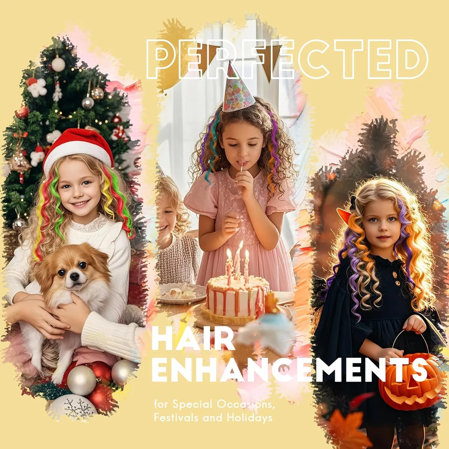 Dreamlover Colored Hair Extensions for Kids, Crazy Hair Day Accessories for Girls, 24 Pieces