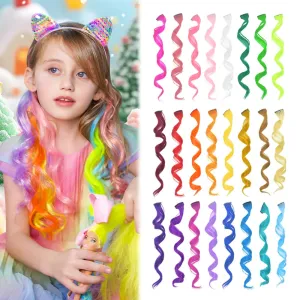 Dreamlover Hair Accessories for Girls, Colored Hair Extensions for Kids, Crazy Hair Day Accessories, 24 Pieces