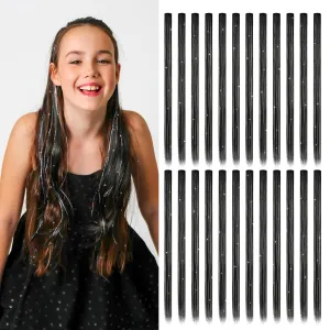 Dreamlover Tinsel Hair Extensions for Girls, Hair Accessories for Women, 24 Pieces