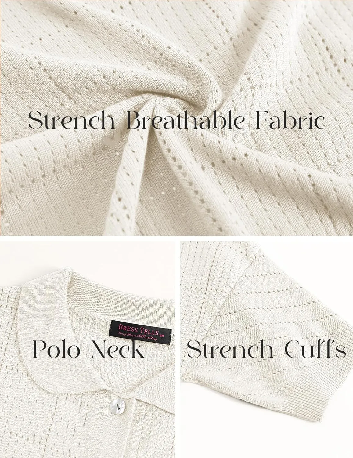 DRESSTELLS Women's Summer Cardigans 2025 Spring Tops Knit Short Sleeve Blouse Business Casual Tops 2025