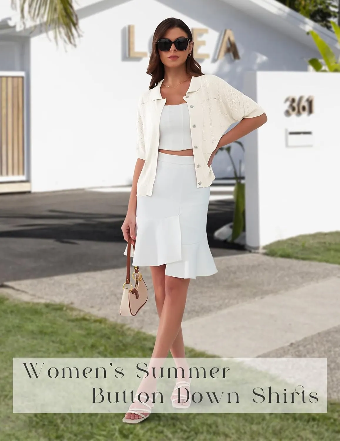 DRESSTELLS Women's Summer Cardigans 2025 Spring Tops Knit Short Sleeve Blouse Business Casual Tops 2025