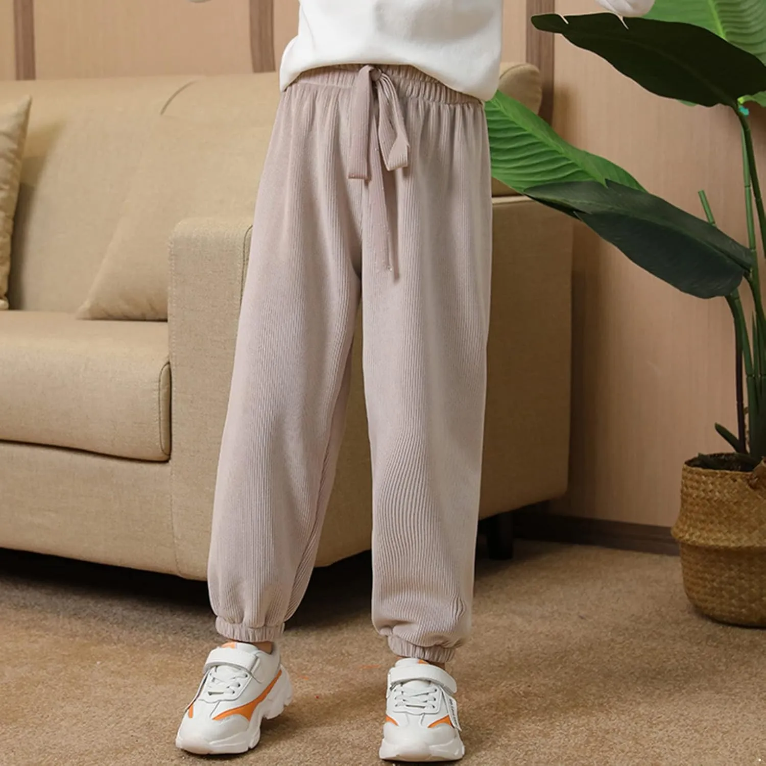 easyforever Girls Drawstring Fleece Lined Pants Joggers Sweatpants Workout Trousers Active Yoga Pants Lounge Bottoms
