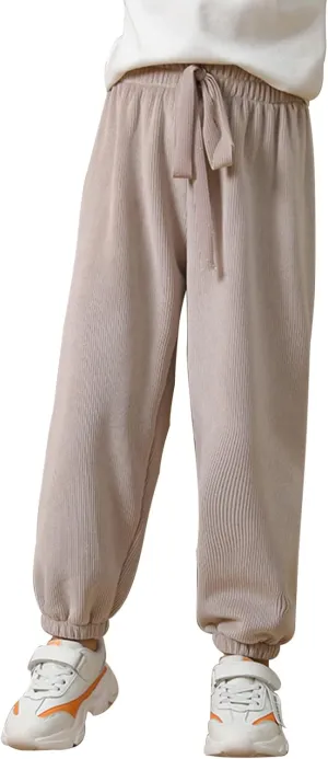 easyforever Girls Drawstring Fleece Lined Pants Joggers Sweatpants Workout Trousers Active Yoga Pants Lounge Bottoms