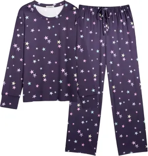 Ekouaer Women's Pajamas Set 2 Piece Lounge Sets Long Sleeve Crewneck Top and Pants Soft Pjs with Pockets