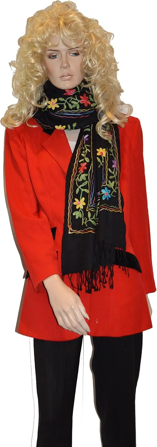 Embroidery Shawl/Crewel Embroidery/Hook Embroidery/Sequin work/Vintage Shawl/Fur