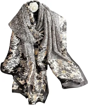 Fashion Scarves 100% Satin Silk Scarf Long Lightweight Sunscreen Shawls Wraps for Women Hair Scarves