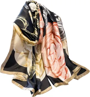 Fashion Scarves 100% Satin Silk Scarf Long Lightweight Sunscreen Shawls Wraps for Women Hair Scarves