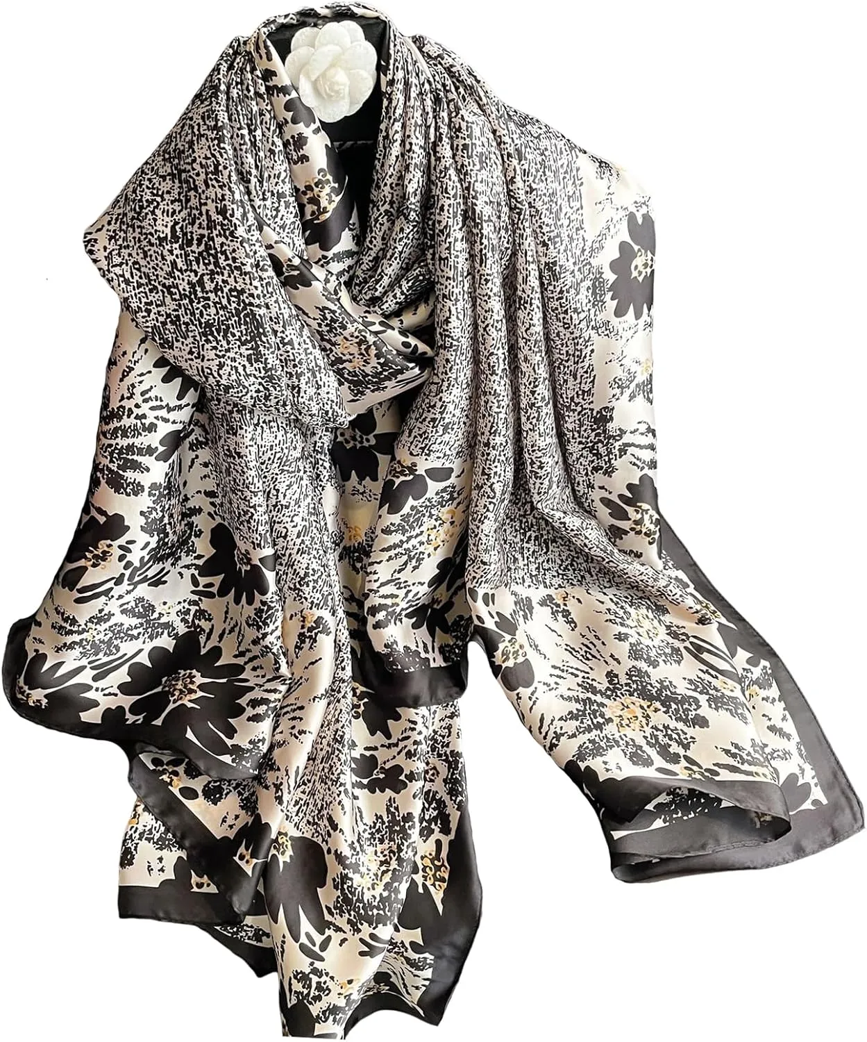 Fashion Scarves 100% Satin Silk Scarf Long Lightweight Sunscreen Shawls Wraps for Women Hair Scarves