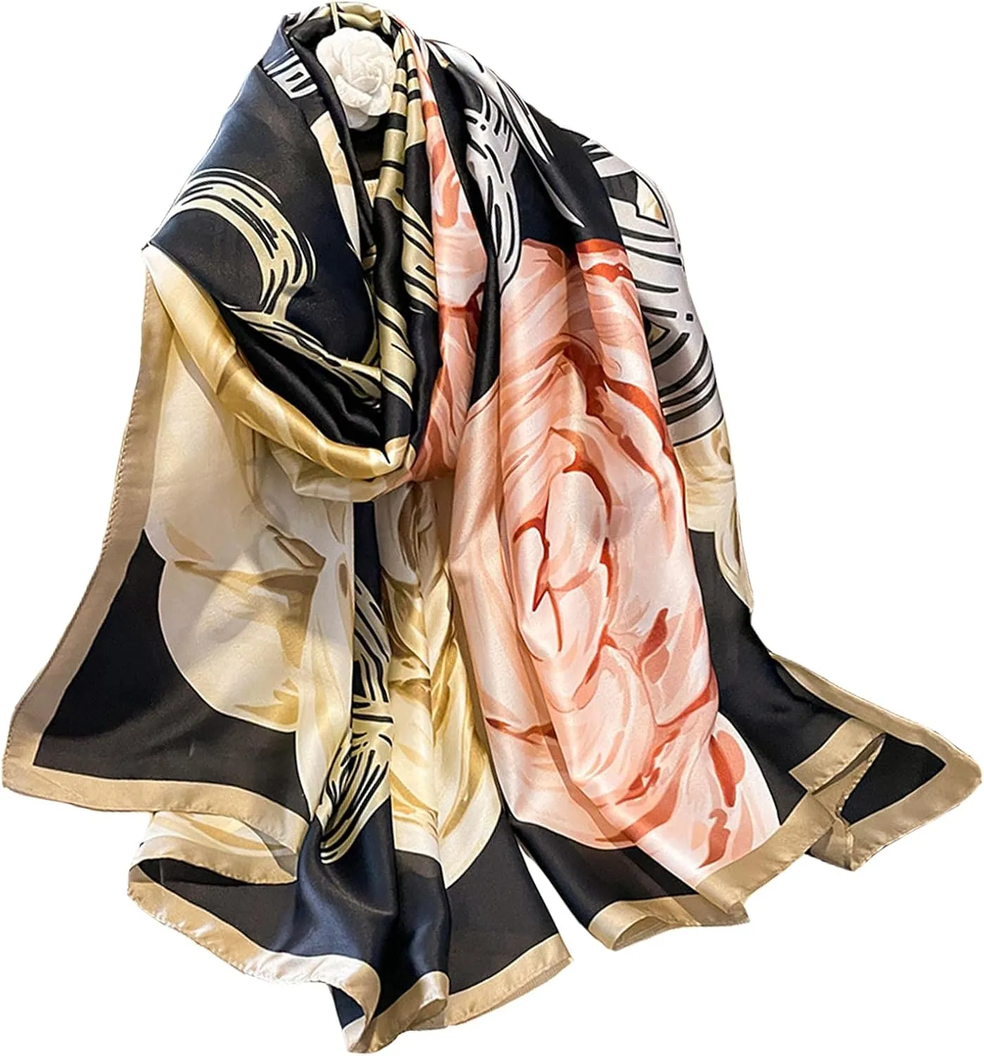 Fashion Scarves 100% Satin Silk Scarf Long Lightweight Sunscreen Shawls Wraps for Women Hair Scarves