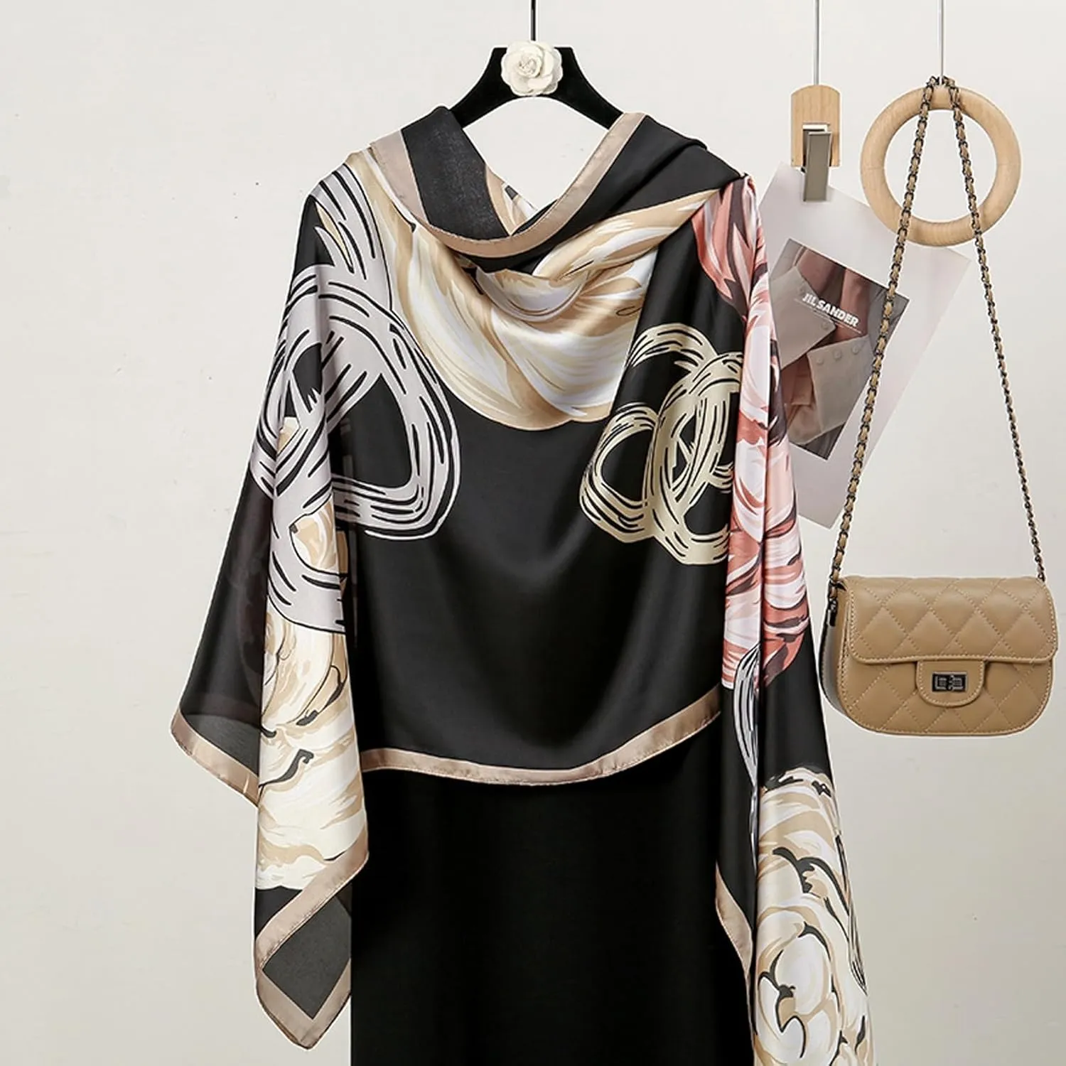 Fashion Scarves 100% Satin Silk Scarf Long Lightweight Sunscreen Shawls Wraps for Women Hair Scarves