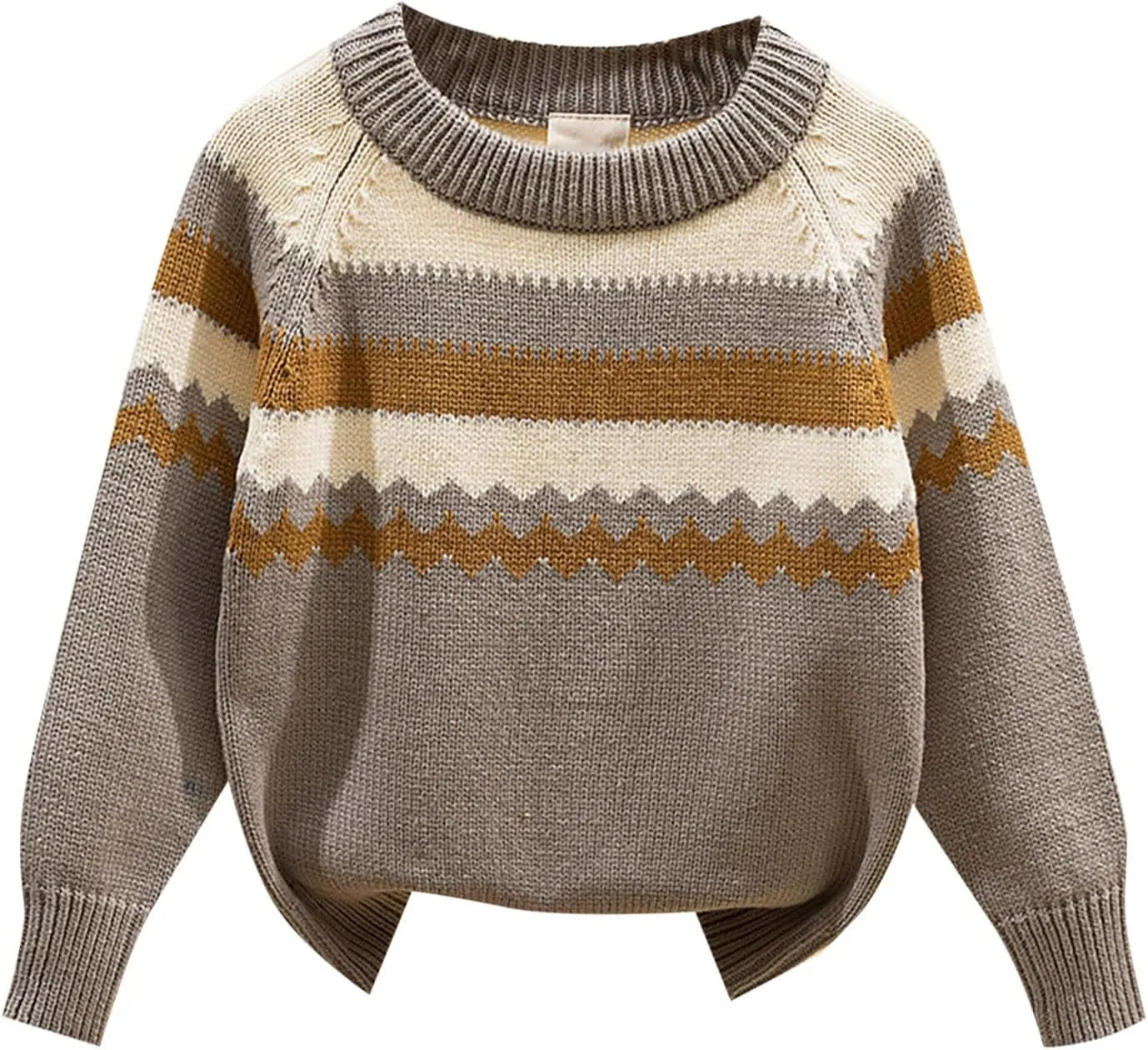 Flce Sweater Kids Toddler Girls and Boys Long Sleeve Crew Neck Stripe Knit Pullover Sweater Winter Clothes
