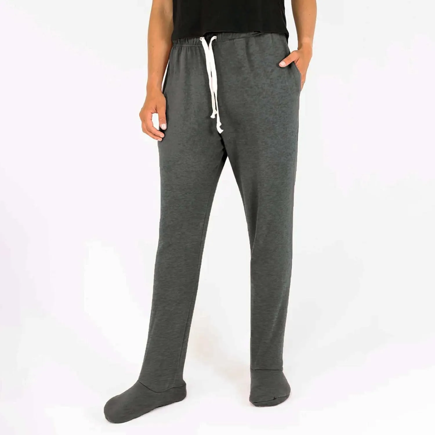 Fleece Footed Pajamas Winter Warm Baggy Sweatpants with Feet Comfy High Waisted Soft Pajama Pants with Pockets