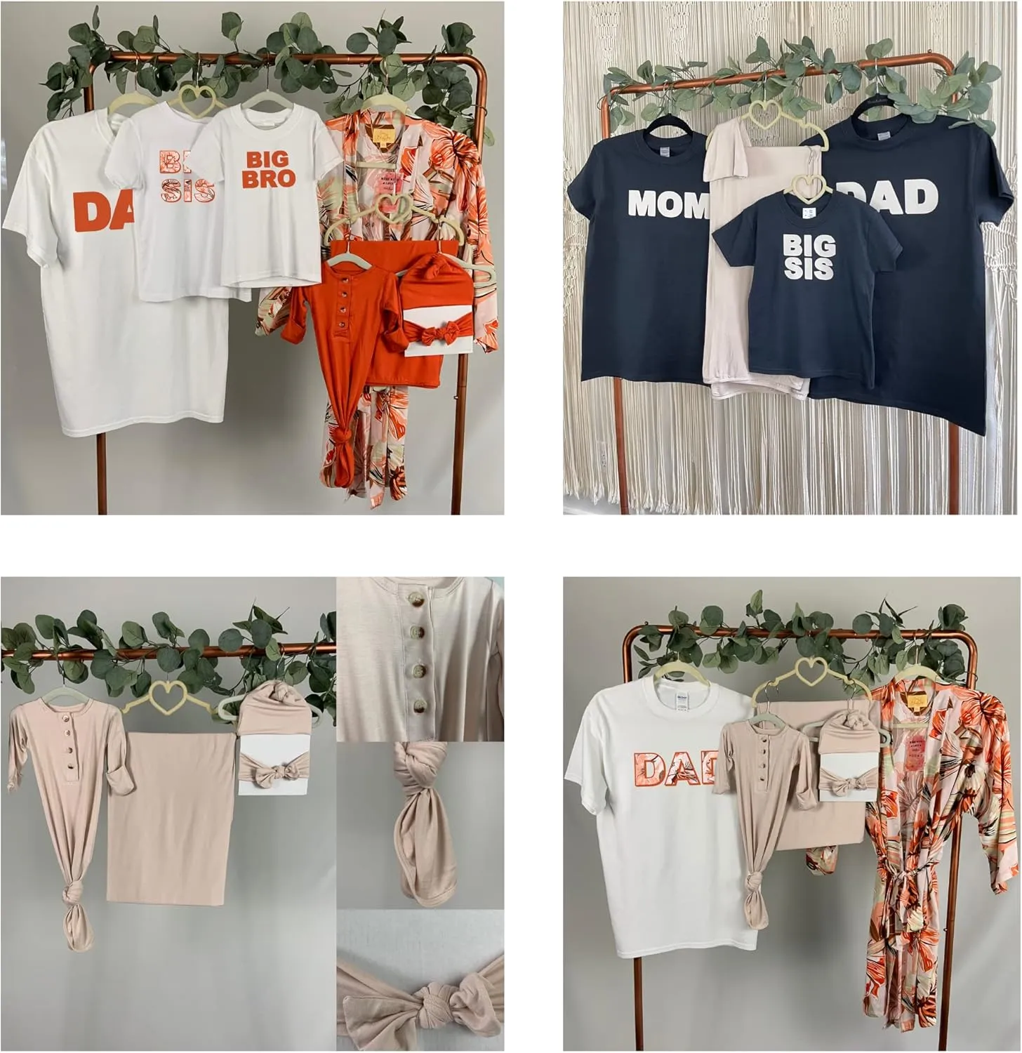 Floral Orange Newborn Family Matching Sets