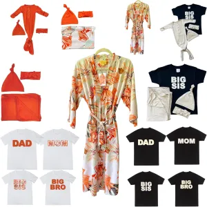 Floral Orange Newborn Family Matching Sets