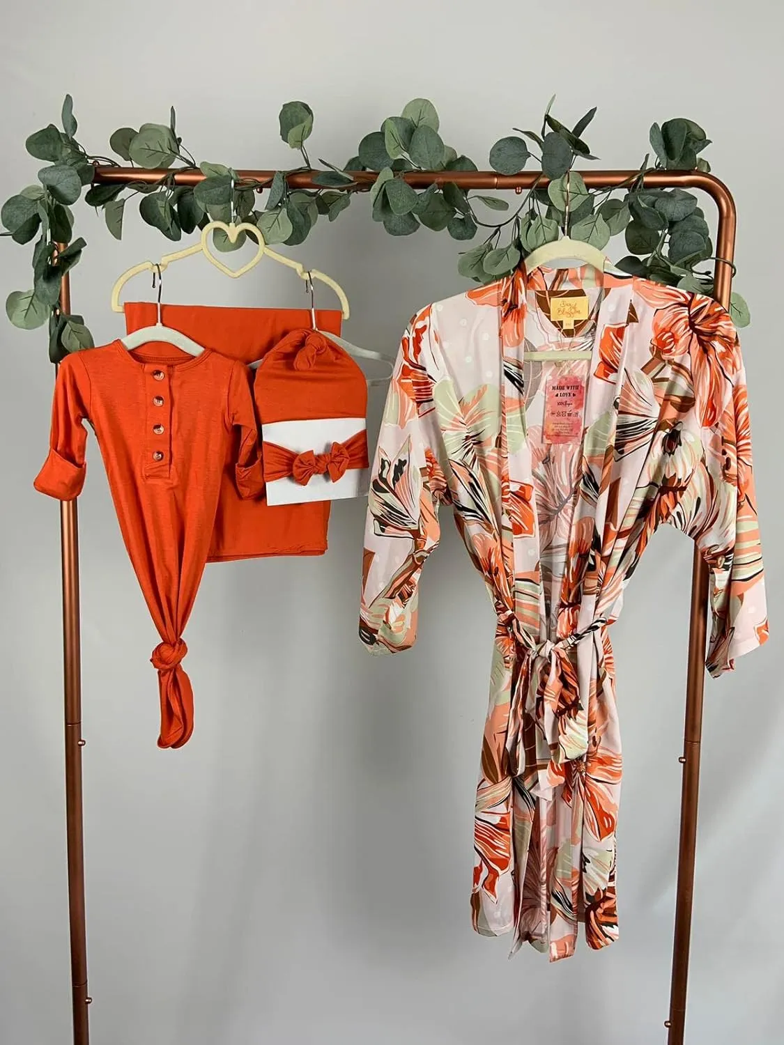 Floral Orange Newborn Family Matching Sets