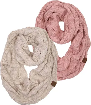 Funky Junque Cozy Ribbed Cable Knit Infinity Scarf Wrap - Mother's Day Gift - for Women