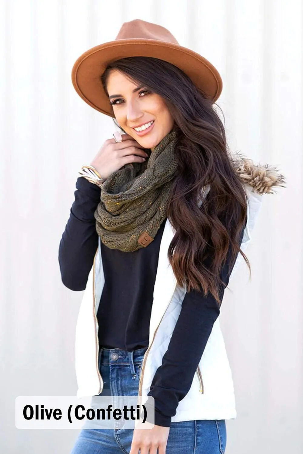Funky Junque Cozy Ribbed Cable Knit Infinity Scarf Wrap - Mother's Day Gift - for Women