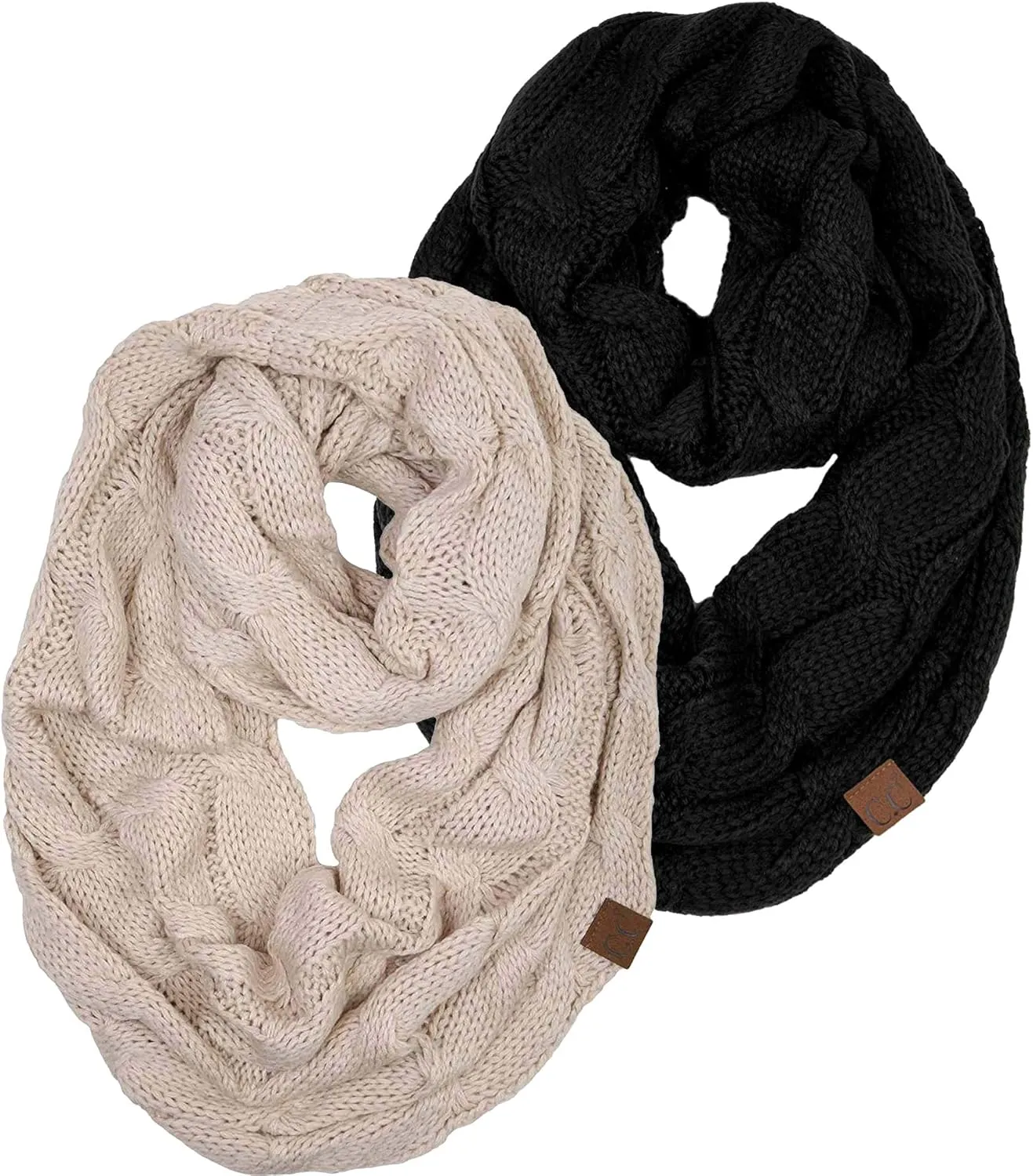 Funky Junque Cozy Ribbed Cable Knit Infinity Scarf Wrap - Mother's Day Gift - for Women