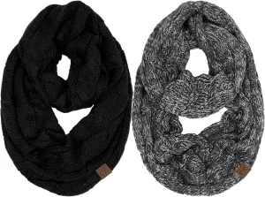 Funky Junque Infinity Scarf Women Winter Cable Knit Circle Wrap - Mother's Day Gift