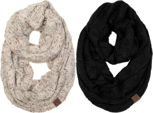 Funky Junque Infinity Scarf Women Winter Cable Knit Circle Wrap - Mother's Day Gift